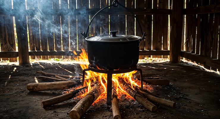 Free Photo cooking over a campfire