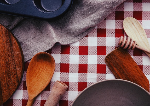 Cooking equipment on kitchen counter