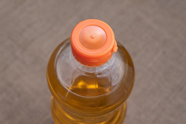 Cooking oil on the brown jute surface