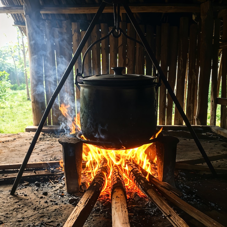 Free Photo cooking over an open fire