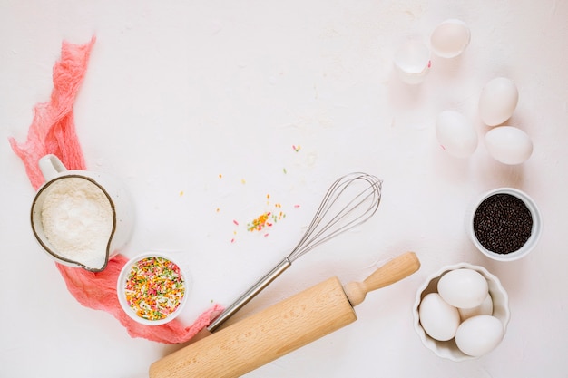 Free photo cooking utensils and ingredients composition