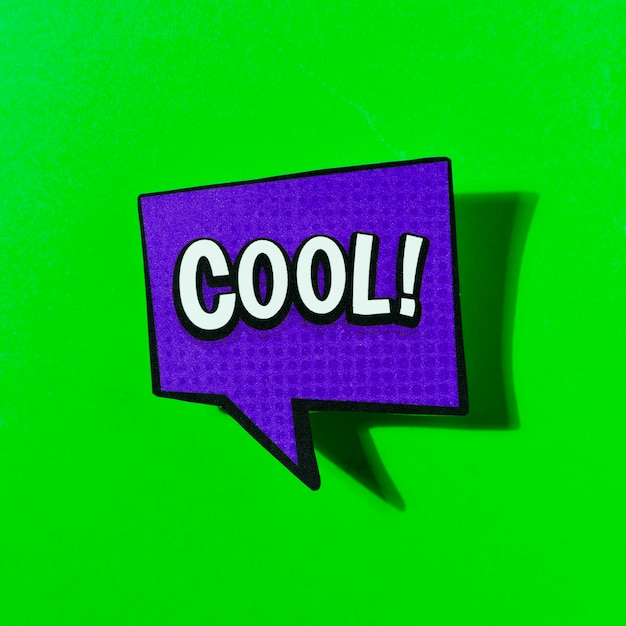 Cool comic book bubble text pop art retro style on green background