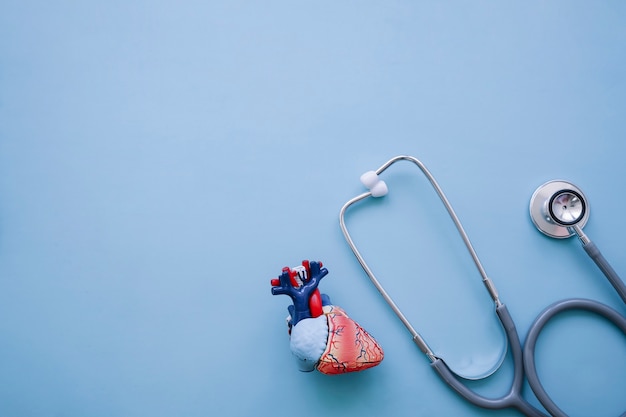 Cool composition with stethoscope and realistic heart