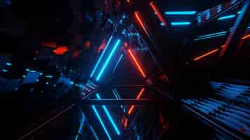 Free photo cool geometric triangular figure in a neon laser light - great for backgrounds and wallpapers