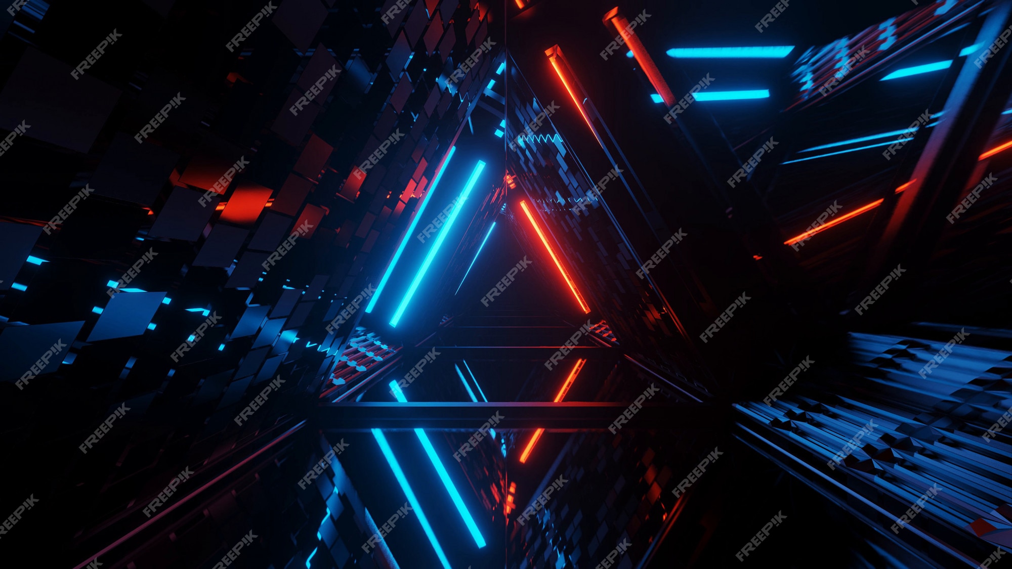 Free Photo | Cool geometric triangular figure in a neon laser light - great  for backgrounds and wallpapers