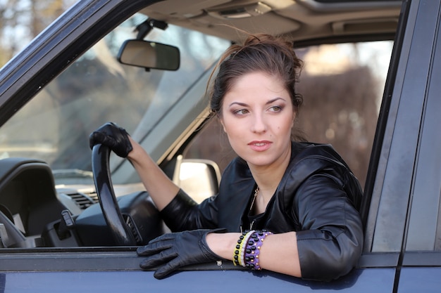 Cool girl in the car