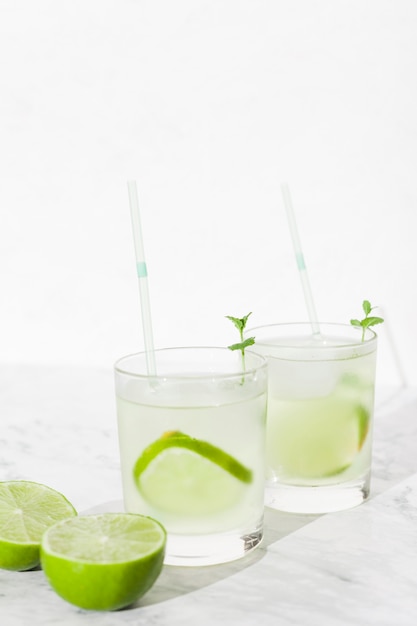 Cool lime cocktails in glasses 