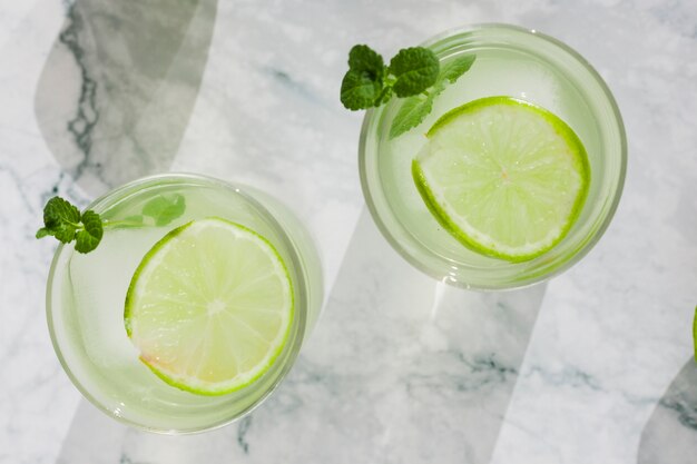 Cool lime drink in glasses 