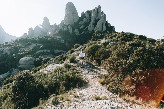 Cool man with tattoos ultra trail runner