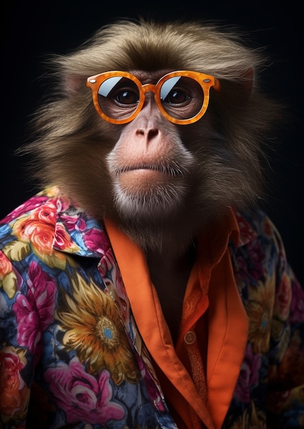 Free photo cool monkey posing in studio