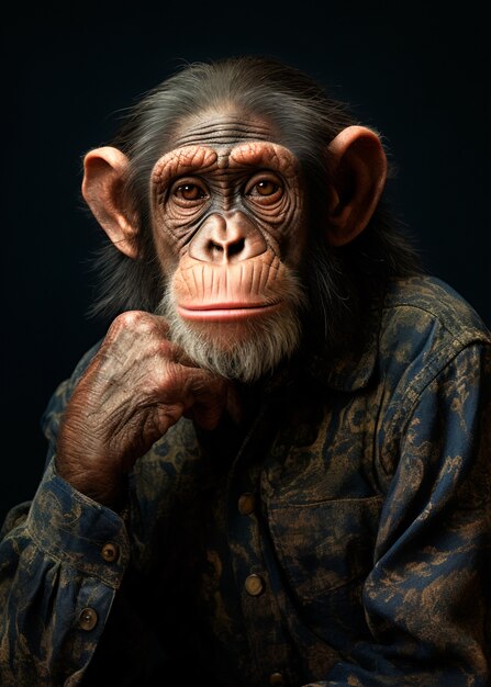 Cool monkey posing in studio