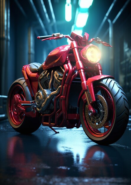 Cool motorcycle with neon lights