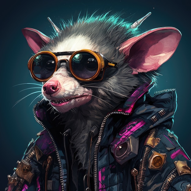 Free photo cool possum with clothes