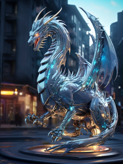 Free photo cool scene with futuristic dragon beast