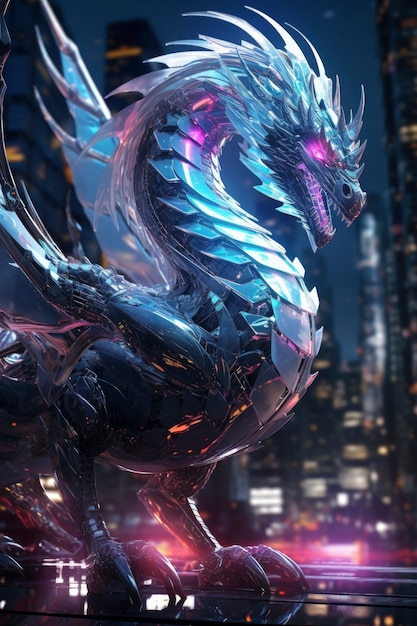 Free photo cool scene with futuristic dragon beast