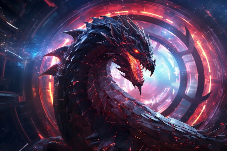 Free Photo cool scene with futuristic dragon creature