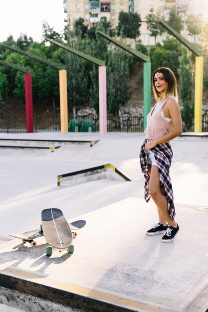 Cool skater girl posing