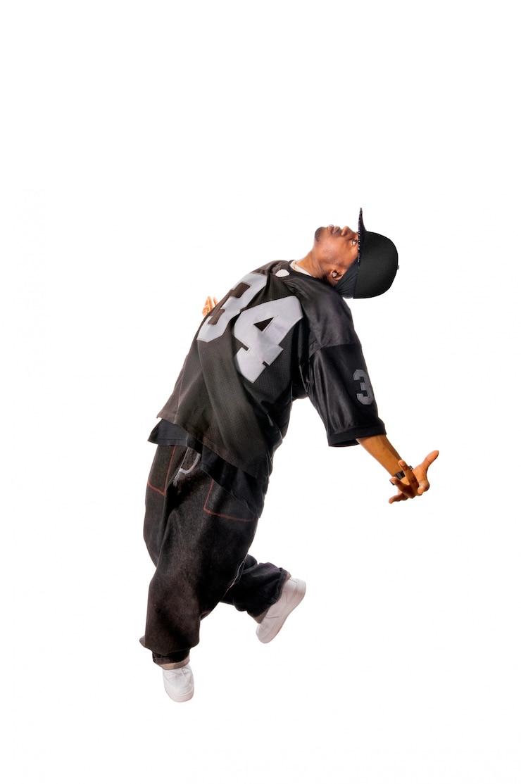 Free Photo cool young hip-hop man on white background