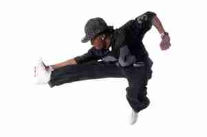 Free photo cool young hip-hop man on white background