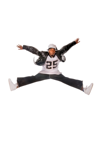 Free photo cool young hip-hop man on white background