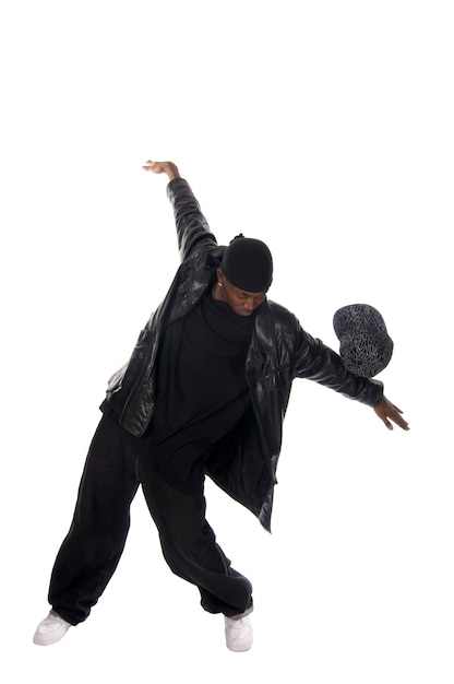 Free photo cool young hip-hop man on white background