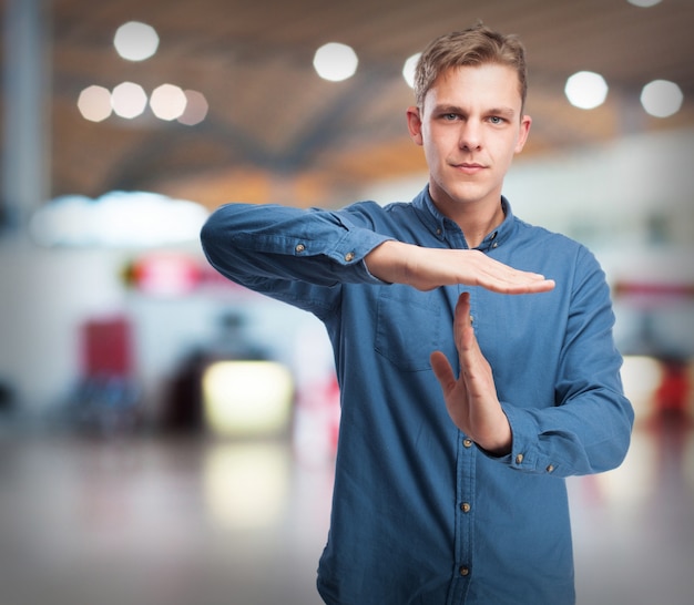 cool young-man break sign