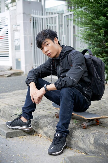 Cool young man on skateboard