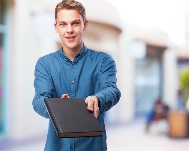 cool young-man with book