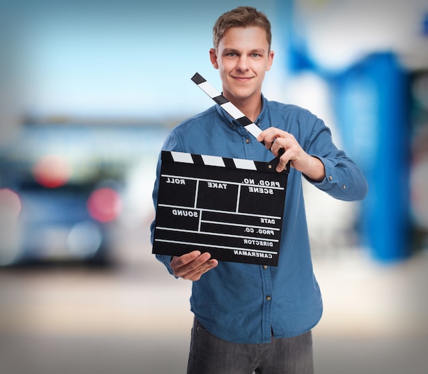 cool young-man with clapper