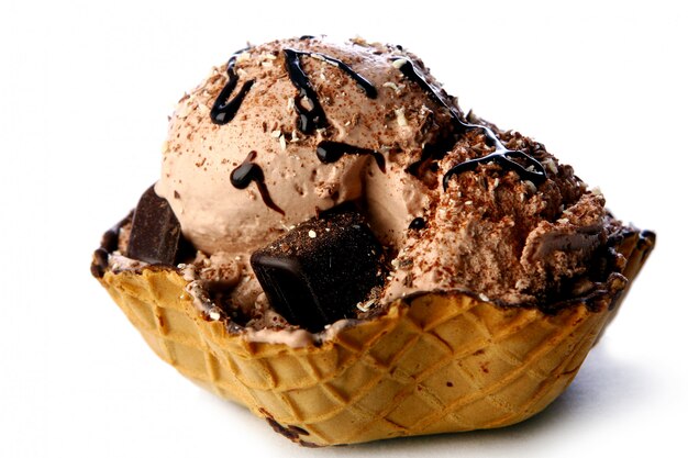 Холодное сладкое мороженое с шоколадом