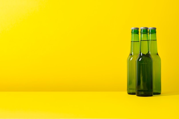 Copy-space bottles with beer