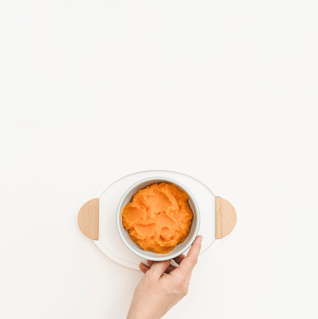 Copy-space bowl with baby puree