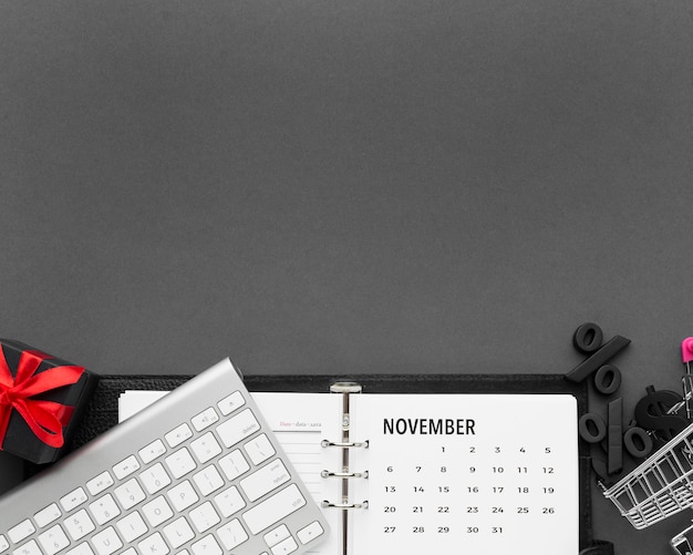 Free photo copy space calendar cyber monday concept