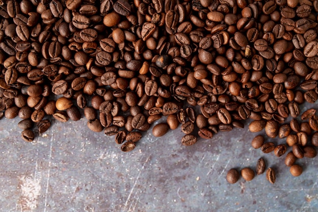 Copy space coffee beans flat lay