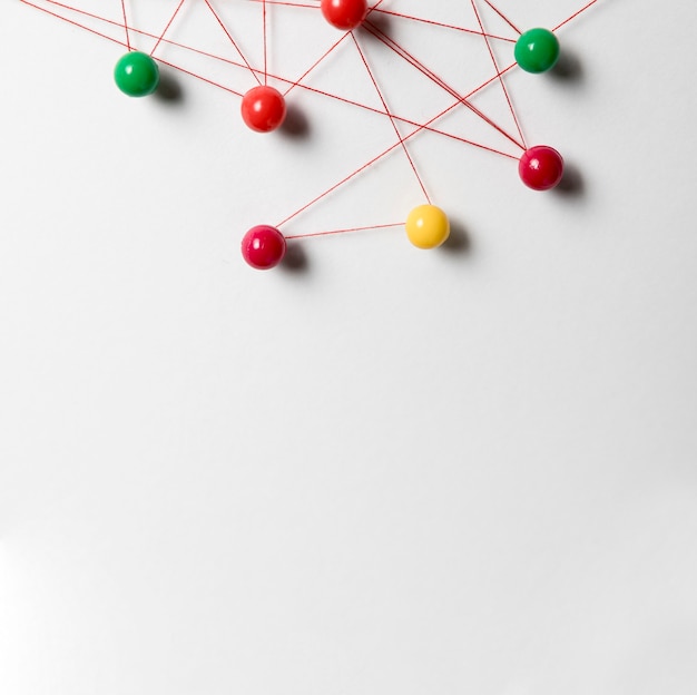 copy space and coloured pushpin map
