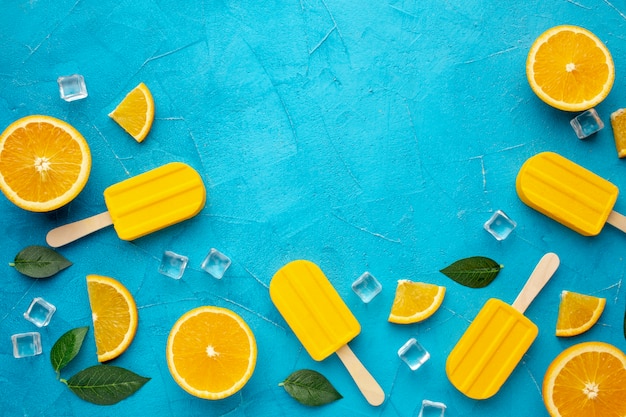 Free photo copy-space ice creams with orange flavour