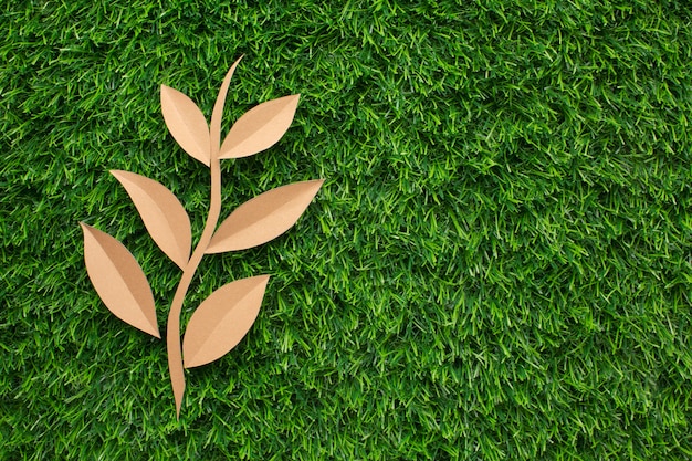 Free photo copy-space leaf shape in grass