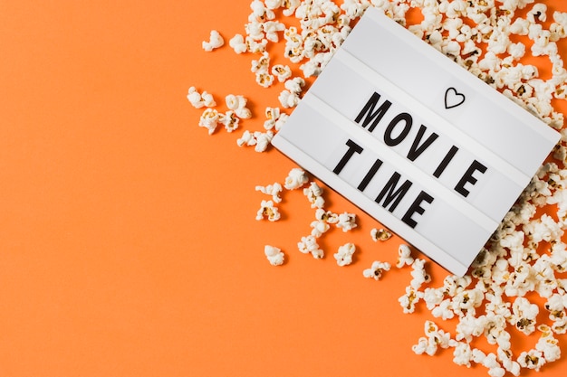 Free photo copy-space movie time with popcorn