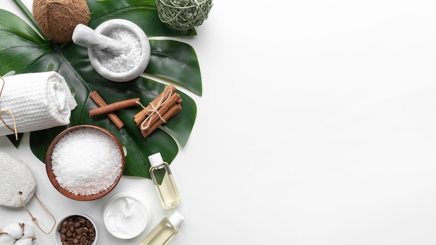 Foto gratuita cosmetici naturali e dischi detergenti