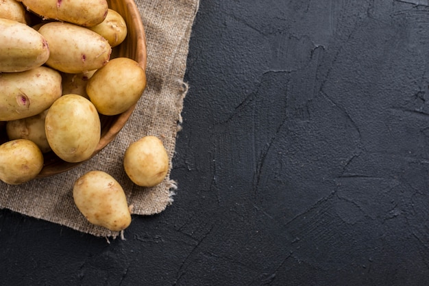 Copy-space organic potatoes