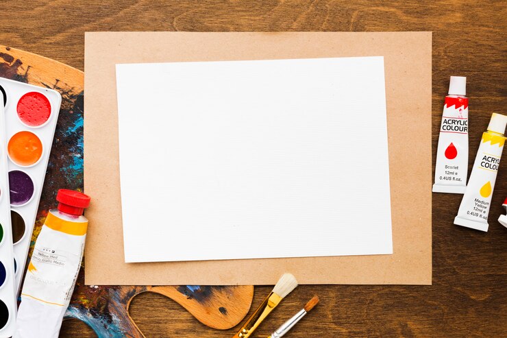 Free Photo copy space paper and acrylics