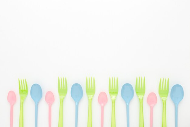 Copy-space plastic spoon and fork set