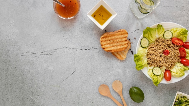 Copy-space salad and toast bread