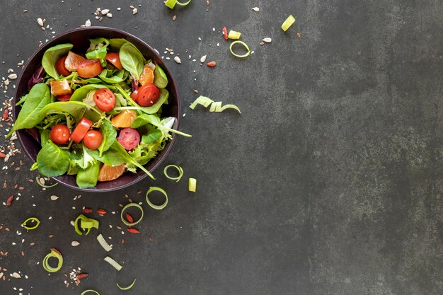 Copy-space salad with tomatoes