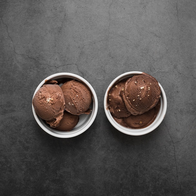 아이스크림 두 개의 작은 그릇