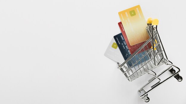 Copy-space with cards in cart