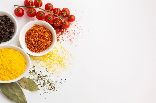 Copy-space with powder spices on table