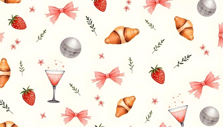 Free Photo coquette watercolor pattern