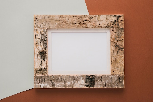 Cork frame on bicolor background