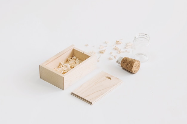 Cork USB drive near box